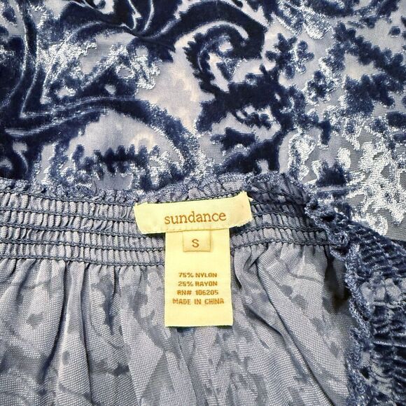 Sundance Velvet Burnout Blue Jewel Swing Top Ophira Blouse Small - Picture 6 of 7